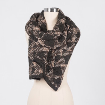 black and taupe diamond knit scarf